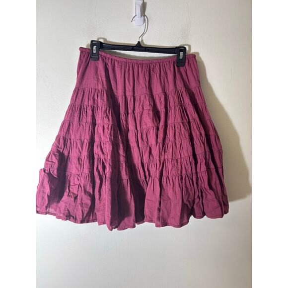 Free People Mauve Drawstring Tiered Mini Skirt Sz L - Picture 2 of 2
